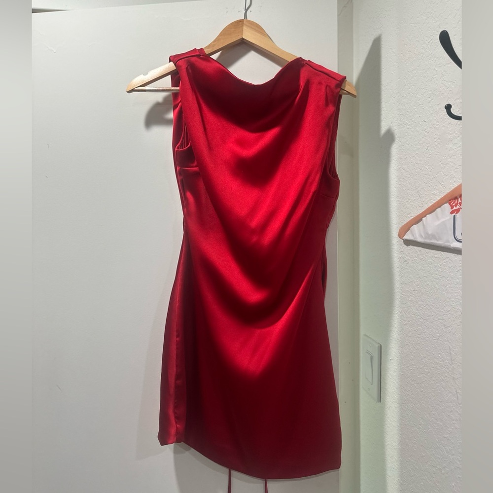 mistress rocks mini red dress, open back